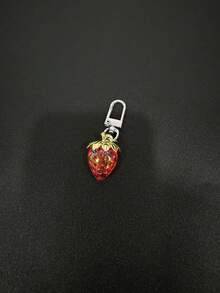 1 pieza Collar largo con colgante de fresa, cordón colgante de teléfono con doble hebilla brillante para mujeres, minimalista y de moda, anti-pérdida y anti-caída, viene con almohadilla