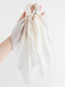 1件优雅纯色雪纺发圈，可爱情人节发绳，休闲马尾辫发饰，弹性发带，家居美发饰品 - 白色 - 查看 6