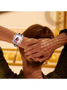 Compatible For Apple Watch Case With Tempered Glass Screen Protector, 5 Packs Double Bling Case Crystal Rhinestone Bumper Overall Hard PC Ultra Protective Cover, Compatible With Apple Watch 38/40/41/42/44/45/46/49mm, Series Ultra/SE/11/10/9/8/7/6/5/4/3/2/1