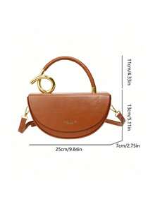 Niche Design Women's Handbag, Fashionable Retro High-Quality Textured Messenger Bag, Solid Color Versatile Underarm Saddle Bag, Casual And Versatile Style, Suitable For Daily Outings, Travel, And Office Workers Commuting - 棕色 - 查看 6