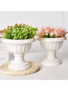 5个装白色小花盆塑料材质简洁大方的多肉植物适合室内办公室使用打造属于自己的风格 - 白色 - 查看 5