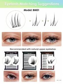 Seedew 112-126 Clusters/Box, Self-Adhesive Lower Lashes, Short Style, 0.08mm/0.10mm, J-Curl, Natural Length, 5mm/6mm/7mm/8mm, Daily Makeup, Eyelash Extension Tools, Eyelash Clusters, Individual Lashes, False Eyelashes - J - View 3