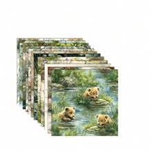 Bloco de papel para scrapbook com 24/36 peças, 5,9 x 5,9 polegadas, urso fofo brincando na água, papel para scrapbook, conjunto de papel para scrapbook de um lado, adequado para bullet journaling, faça você mesmo, fundo decorativo, criação de cartões, suprimentos para scrapbook - Multicolorido - Ver 9