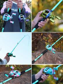 SOUGAYILANG CASTING COMBO SET: 7.2:1 High-Speed Baitcasting Reel (17+1 BB, CNC Aluminum Spool, 5+1 Magnetic Brake) + 30T Carbon Matrix Casting Rod (4-Piece Travel Design, EVA Handle, ABS Reel Seat) - Back To School Fishing Gear For College/Teen Anglers - Multicolor - View 11