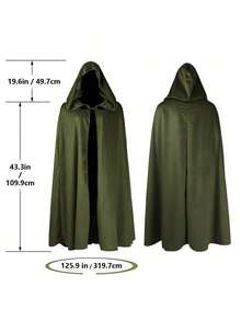 Medieval Hooded Cloak Renaissance Cape For Men And Women Halloween Costume - 彩色 - 查看 4