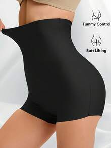 1/2/3Pcs High-Waist Seamless Shaping Shorts For Women - Tummy Control, Butt Lifting, Anti-Chafing Safety Pants, Soft Wear, Plastic Waist, Elegant Design, Lifestyle Apparel, Stylish Shapewear, Snug Fit Shapewear - màu đen - Xem 1