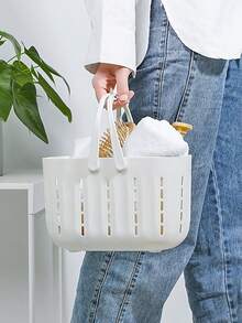 1pc/2pcs Hollow-Out Bathroom Storage Basket, Portable Handheld Storage Basket, For Storing Cleaning Supplies, Suitable For Homes, Bathrooms, Shower Rooms, Schools, And Student Dorms. - Multicolor - View 3