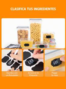 Set 42 recipiente hermético contenedor alimentos almacenar transparentes, organizadores cocina apilables juego multiusos plástico resistente, gran capacidad - Blanco - Ver 4