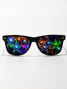 2pcs Heart-Shaped Diffraction Fireworks Party Glasses - 1*black Frame/all Gray/star+1*black Frame/all Gray/heart - View 3