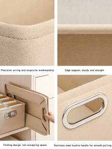 1pc Stainless Steel Buckle Felt Clothes Storage Basket, Family Clothes Classification Storage Basket, Beige Storage Basket, Exquisite Storage Box, Close Fitting Clothing Storage Box, Suitable For Balconies, Cloakrooms, Bedrooms. Children's Room, Office, Dormitory