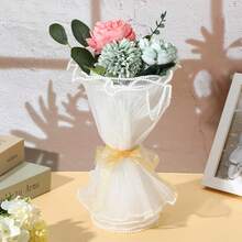 4 Yards Flower Wrapping Mesh Paper Pearl Bouquet Packaging Paper Wrinkled Translucent Floral Wrapping Papers White Mesh Wrap Papers Party Favor Decor Florist Supplies Wedding - 白色 - 查看 7