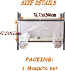 MRATIONDorm Home Bunk Nets Bed Curtains Cloth Bed Canopy Blackout Men Women Curtain Shading Nets Breathable Dustproof Single Sleeper - A-白色 - 查看 9