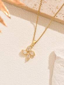 1 chiếc vòng cổ trái tim hoa hồng vàng bằng thép không gỉ, thiết kế sáng tạo, thời trang giản dị thanh lịch, thích hợp cho hàng ngày, tiệc tùng, ngày lễ tình nhân, giáng sinh, quà tặng (Bao bì túi OPP) - Vàng - Xem 6