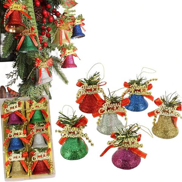 Weihnachtsschmuck, Weihnachtsglocken Ornament Set für Weihnachten, Feiertage, Kranz & Party Dekorationen, mit Aufhängeschlaufe (6 Stück, Glocken) Heim Dekoration Weihnachtsdekorationen Raumdekoration Winter