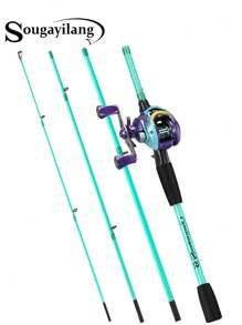 SOUGAYILANG CASTING COMBO SET: 7.2:1 High-Speed Baitcasting Reel (17+1 BB, CNC Aluminum Spool, 5+1 Magnetic Brake) + 30T Carbon Matrix Casting Rod (4-Piece Travel Design, EVA Handle, ABS Reel Seat) - Back To School Fishing Gear For College/Teen Anglers - Multicolor - View 13