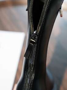 1 双时尚毛绒内衬儿童 PU 皮革高帮靴，防水防滑，冬季百搭