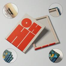 1 幅 OH HI 引言墙艺术画现代字体印刷帆布画粗体海报美观装饰适用于办公室卧室客厅公寓房间装饰无框或带框 - 杏色 - 查看 2