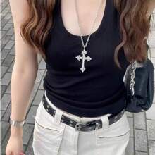 Collar con colgante de Jesús en cruz de estilo vintage para mujer, cadena retro punk gótica para la clavícula, joyería estética para fiestas y regalos