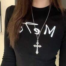 Collar con colgante de Jesús en cruz de estilo vintage para mujer, cadena retro punk gótica para la clavícula, joyería estética para fiestas y regalos