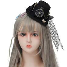 Steampunk Mini Top Hat, Mechanical Gear Punk Black Hair Clip Hat, Black Small Hat With Compass Decor, Best Gift For Halloween, Vintage Veil Fascinator Hat For Masquerade Ball, Costume Party, Photography Props