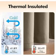 2 Panels Blackout Curtains Solid Soft Grommet Mustard Yellow Thermal Insulated Soundproof Room Darkening Curtains/Drapes/Panels Fall Living Room Bedroom 52 X 90 Inch - 灰褐色 - 查看 5