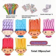 1pc/4pcs/19pcs/27pcs/133pcs Funny Little Hairstylist Paper Cutting Set, Handmade Game Props, Color Matching Training Tools, Creativity & Imagination Booster, Hobby Cultivation, DIY Fine Motor Skills Practice Origami Toy, Homemade Art Supplies Kit, Student Handcraft Small Gift/Birthday Gift/Learning Gift/Holiday Gift, Cultivate And Improve Hands-On Ability, Learning Ability