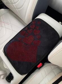 Cute Rhinestone Heart Shaped Car Armrest Pad, Creative Car Central Console Armrest Cushion Mat, Anti-Slip - Multicolor - View 3