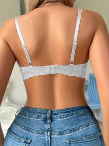 Hersunei White Lace Sexy Women's Comfortable Supportive Sheer Cup Bra, Everyday Wear - White - View 7