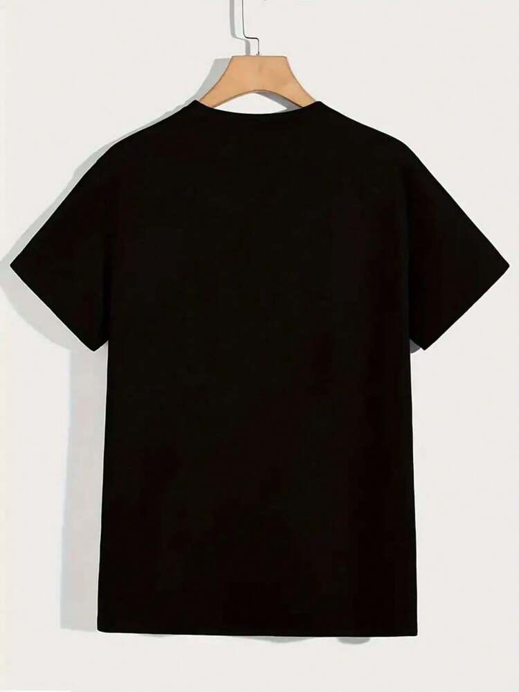 Y2K-Inspired Cotton T-Shirt For Boys - "FLYRICH" Bold Graphic Print, Casual Crew Neck, Short Sleeve, Summer Youth Clothing, Black With Colorful Money Design, Youth Fashion Tee|Graphic Print Tee|Crew Neck ShirtWarm Reminder: The Sizes Of The Teenage Boys' T-Shirts Are On The Smaller Side. Adults Purchase May Need To Order One Or Two Sizes Larger. - 黑色 - 查看 3