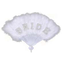 1 pièce Éventail imitation perle et plume non pliable (34 cm/40 cm/48 cm), éventail de mariée en plumes imitation, accessoire de fête pour célibataires, décoration de mariage, éventail à main pour accessoires de costume et décoration de fête, jeunes mariés