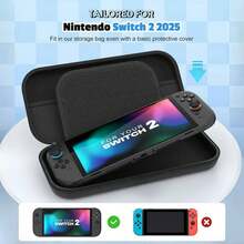 Switch 2 (2025) Protective Hard Shell Travel Carrying Case - With 10 Game Card Slots And Large Accessory Compartment | Lightweight Portable Storage Bag For Console And Gaming Accessories - Black - View 2