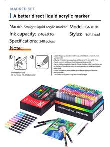 GuangNa Set de 288 colores de marcadores de pintura acrílica - Tinta líquida profesional opaca de secado rápido a base de agua para pintura en lienzo, decoración de rocas, diseño de telas, arte en madera, vidrio y cerámica | Suministros premium para artistas y manualidades con estuche, regalos de vuelta al colegio para niños y niñas - Multicolor - Ver 10