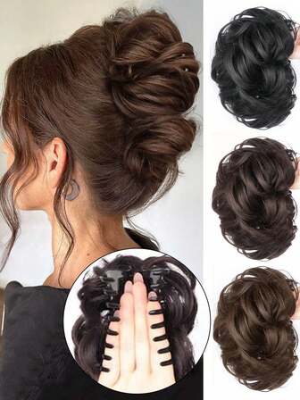 Messy Bun Hairpiece, Hair Clip, Ponytail Extension, Lazy Bun, Wavy Ponytail