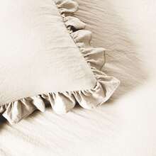 Lush Decor Ruffle Skirt Bedspread 3 Piece Set, Queen, Navy - Blue Queen Bedding - Ruffled Bedspread - Vintage Farmhouse Decor Halloween-Fall Decor-Room Decor - Ivory - View 5