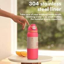 OwaIaCoral Pink-  Double Drinking Outdoor Picnic Ice Cow Cup, 320Z / 945ml Double Vacuum Household Outdoor Sports Water Bottle, Stainless Steel Insulated Ice Water Cup With Straw, 100% Leak-Proof Outdoor Bicycle Water Bottle, Suitable For Outdoor Sports, Cycling, Office, Home, Car, Camping And Trips{Beach/Camping Essential Accessories} - Màu Hồng  San hô - Xem 5