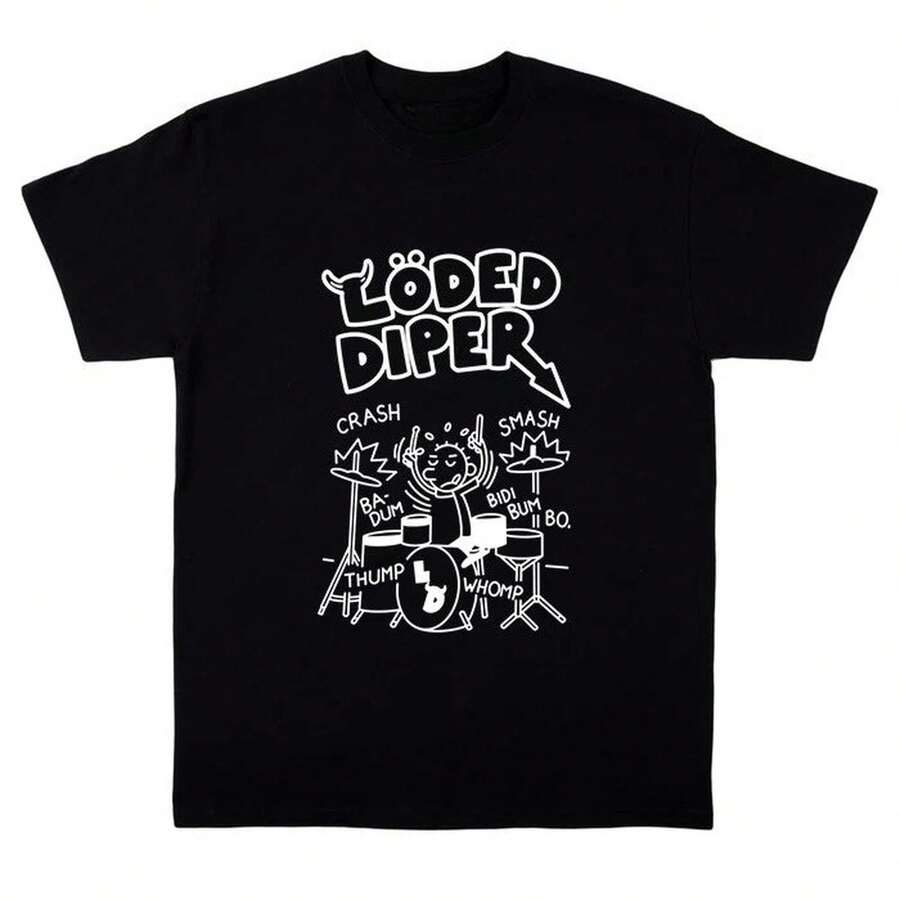Loded Diper Rodrick T-Shirt Funny LODED DIPER DIARY OF A WIMP KID Top Men Women Summer Unisex Street Loose Casual  Oversize (1) - 黑色 - 查看 1
