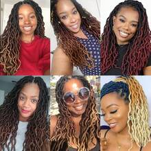 18/24 Inch Goddess Faux Locs Crochet Hair 1/6 Packs/Lot Soft Locs Wavy Crochet Braids Dreadlocks 3 Tone Curly Wavy Twist Braiding Hair Extensions African Roots Braid - Multicolor - View 10
