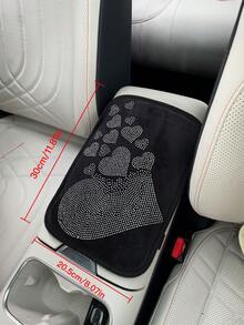 Cute Rhinestone Heart Shaped Car Armrest Pad, Creative Car Central Console Armrest Cushion Mat, Anti-Slip - Multicolor - View 5