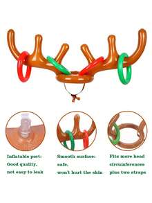 4件套圣诞游戏，充气驯鹿角套圈游戏，圣诞袜填充物，充气驯鹿角套圈游戏，圣诞派对驯鹿角帽游戏，适合家庭，圣诞派对游戏，趣味圣诞礼物，嘉年华假日家庭游戏 - 彩色 - 查看 7