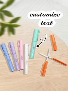 1 Piece Of Personalized Custom Scissors, Mini Folding Scissors Customized With Names, Text, Pen-Style Cap Scissors, Portable Creative Scissors, Creative Stationery Scissors, Portable Pocket Scissors, Office Supply Scissors, Customizable Text And Names, Suitable As Back-To-School Gifts, Advertising Gift Customization, Back To School.Suitable Gifts For The Back-To-School Season, Customized Awards For The New Semester.
