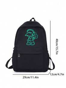 1 pieza Mochila de unicolor y moda, mochila casual de gran capacidad para hombres y mujeres - Negro - Ver 7