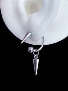 1 对锥形吊坠尖刺耳环哥特式朋克摇滚风格耳圈不锈钢螺旋穿孔耳钉适合男士