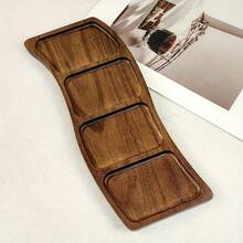 1pc Wooden Tray, Serving Plate, Cheese Board, Two/ Three/ Four/ Five Compartment Food Trays, Circular Barbecue Plates For Holding Meat, Cheese, Nuts And Fruits, Multi-Functional Fruit Trays, Appetizer Creative Snack Trays, Household Dessert Plates, Reusable Fruit Trays, Kitchen Decorations, Kitchen Supplies, Candy Wedding Storage Trays