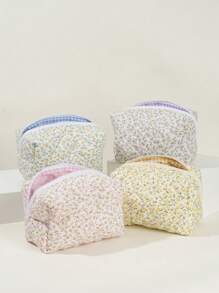 1 件大容量绗缝花卉化妆包，女士/女孩花卉迷人化妆包，便携式旅行化妆品收纳包，护肤包，情人节、母亲节、女士、旅行必需品、夏季礼物