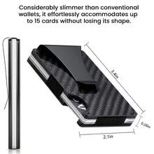1 Or 2-Pack: RFID Blocking Slim Credit Card Holder Wallet For Men – Minimalist, Scratch-Resistant, With Removable Money Clip | Modern, Durable, Everyday Carry - 碳纖維/1個裝 - 查看 4