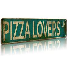 Vintage Metal Sign For Pizza Enthusiasts, Perfect For Decorating Bars, Pubs, Bedrooms, Or Garages. A Great Gift Idea, Measuring 1.57X6.3inch. - Multicolor - View 1