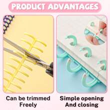 5/10件A4活页文件装订环30孔活页夹塑料围裙B5手册活页书线圈环可拆卸，5色混装随机