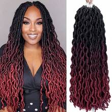 18/24 Inch Goddess Faux Locs Crochet Hair 1/6 Packs/Lot Soft Locs Wavy Crochet Braids Dreadlocks 3 Tone Curly Wavy Twist Braiding Hair Extensions African Roots Braid - Multicolor - View 4