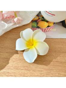 1件套女士亚克力大花夹，简约时尚，后脑勺发髻，半扎发饰，鲨鱼发夹，优雅精致的海滩旅行度假装，搭配发爪，个性创意拍照道具，适合日常户外穿着和发饰实际产品可能略有差异时尚发爪夹秋季配饰 - 白色 - 查看 1