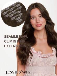 jessie's wig Tóc giả Jessie 7 món kèm 16 kẹp, tóc nối thẳng, tóc thật tự nhiên, tóc nguyên chất, tóc nối hai lớp, thích hợp sử dụng hàng ngày cho nữ, dễ dàng đeo. - S4 - Xem 1